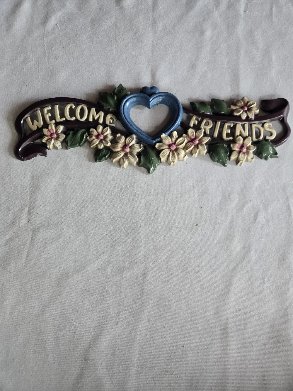 Welcome Friends Floral Cast Iron Wall Sign